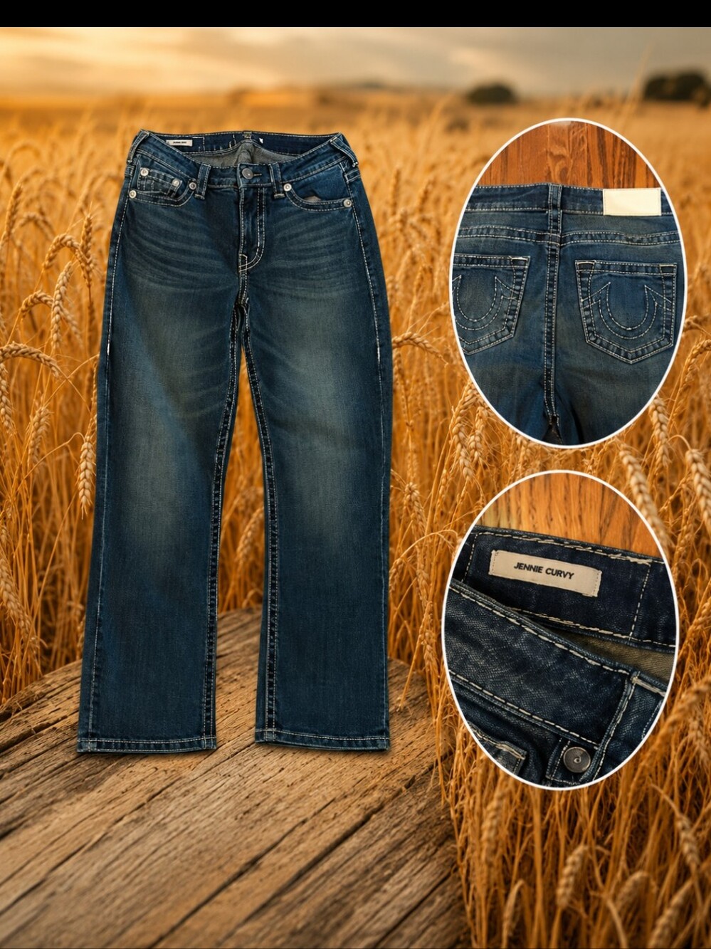 True Religion Jennie curvy mid rise slim ankle blue denim jeans. W27 L26
